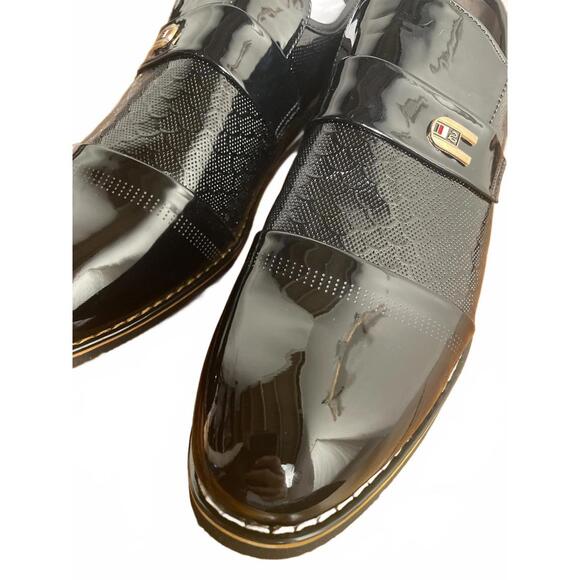 Oxford Dress Shoes Men's 12 Black Slip On Stretch New - Picture 6 of 6